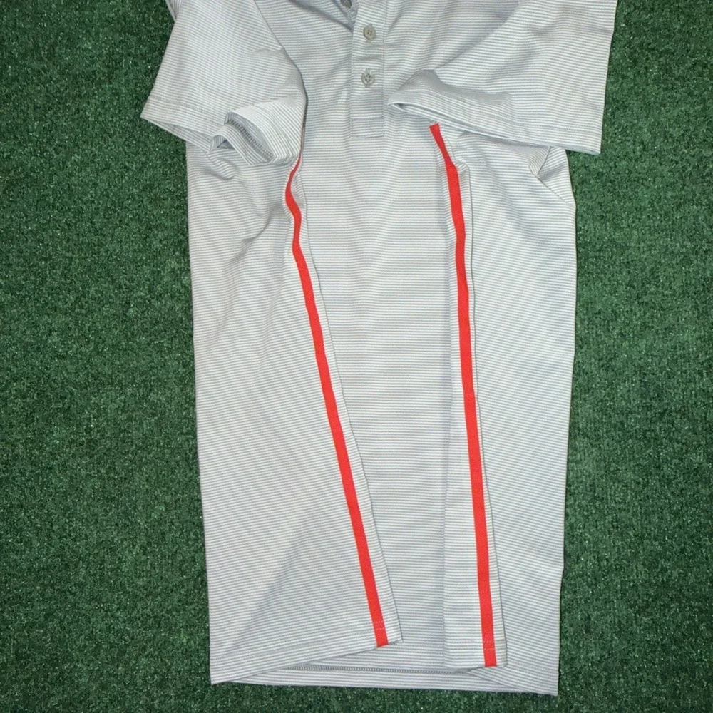 G Fore Golf Polo Men's Size XL Gray White Stripe Red Down Sides